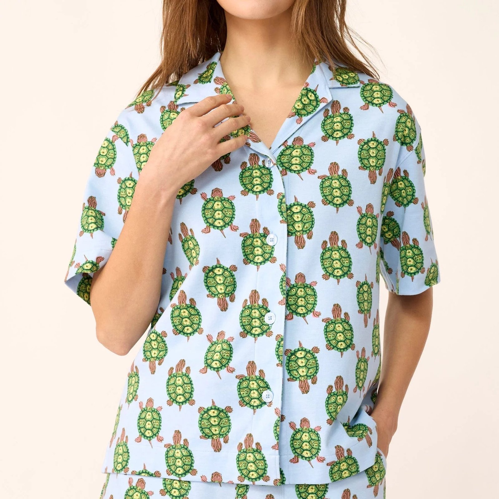 Short-Sleeved Button-Down Pajama Top - Image 8