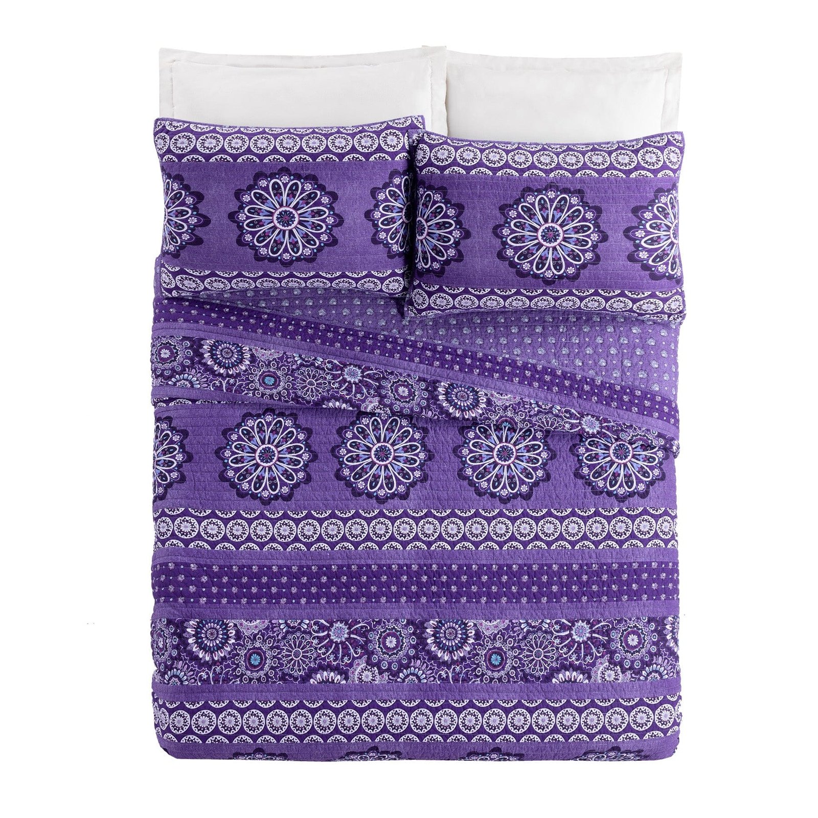 Tranquil Medallion Purple Quilt Set - Image 6