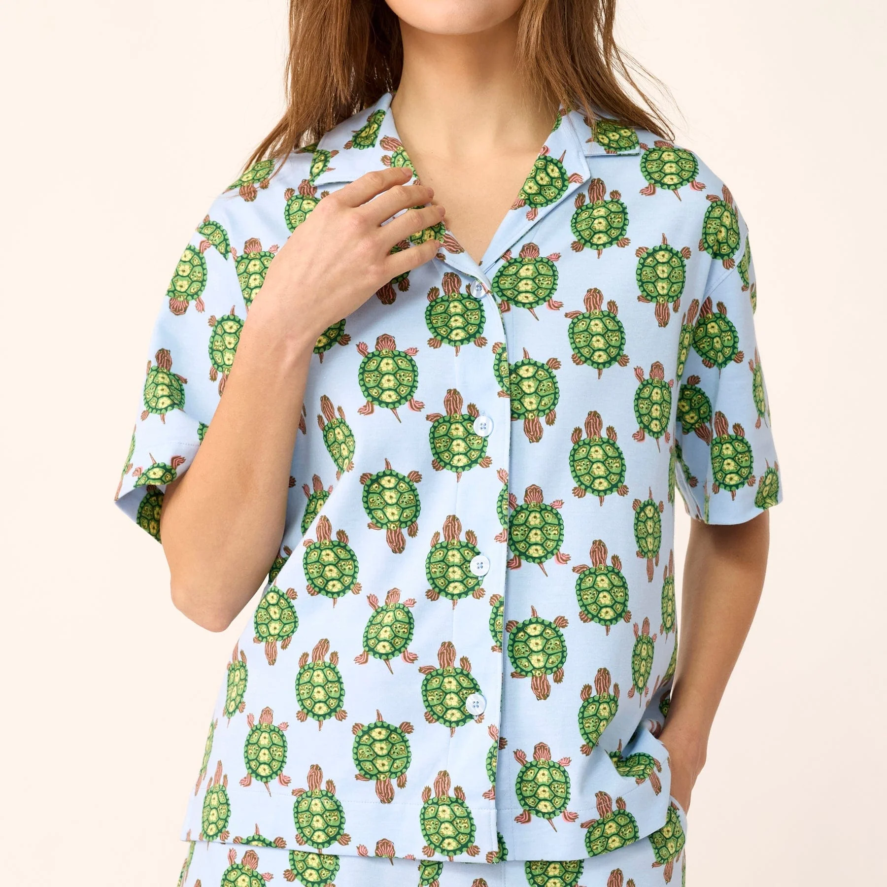 Short-Sleeved Button-Down Pajama Top - Image 8