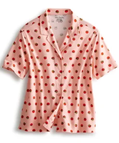 Short-Sleeved Button-Down Pajama Top