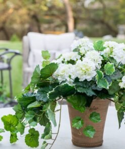 Alternative view of UV Resistant Fake Outdoor Hanging Geranium Plant - 21"