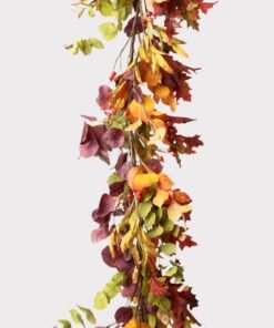 Alternative view of Deluxe Faux Eucalyptus Garland in Mixed Fall Hues - 78.5"