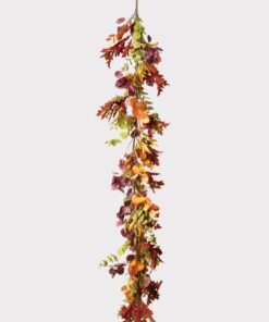 Deluxe Faux Eucalyptus Garland in Mixed Fall Hues - 78.5"