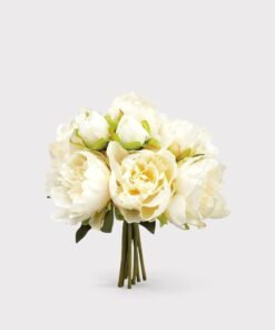 Artificial Peony Flower Bouquet in Cream - 9"