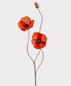 Faux Blooming Poppy Flowers in Orange - 29"
