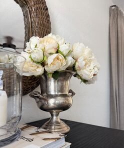 Alternative view of Artificial Peony Flower Bouquet in Cream - 9"