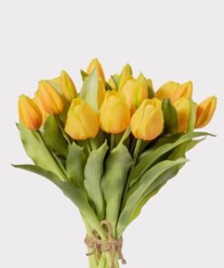 Yellow Tulip Artificial Flower Bouquet - 11.75"
