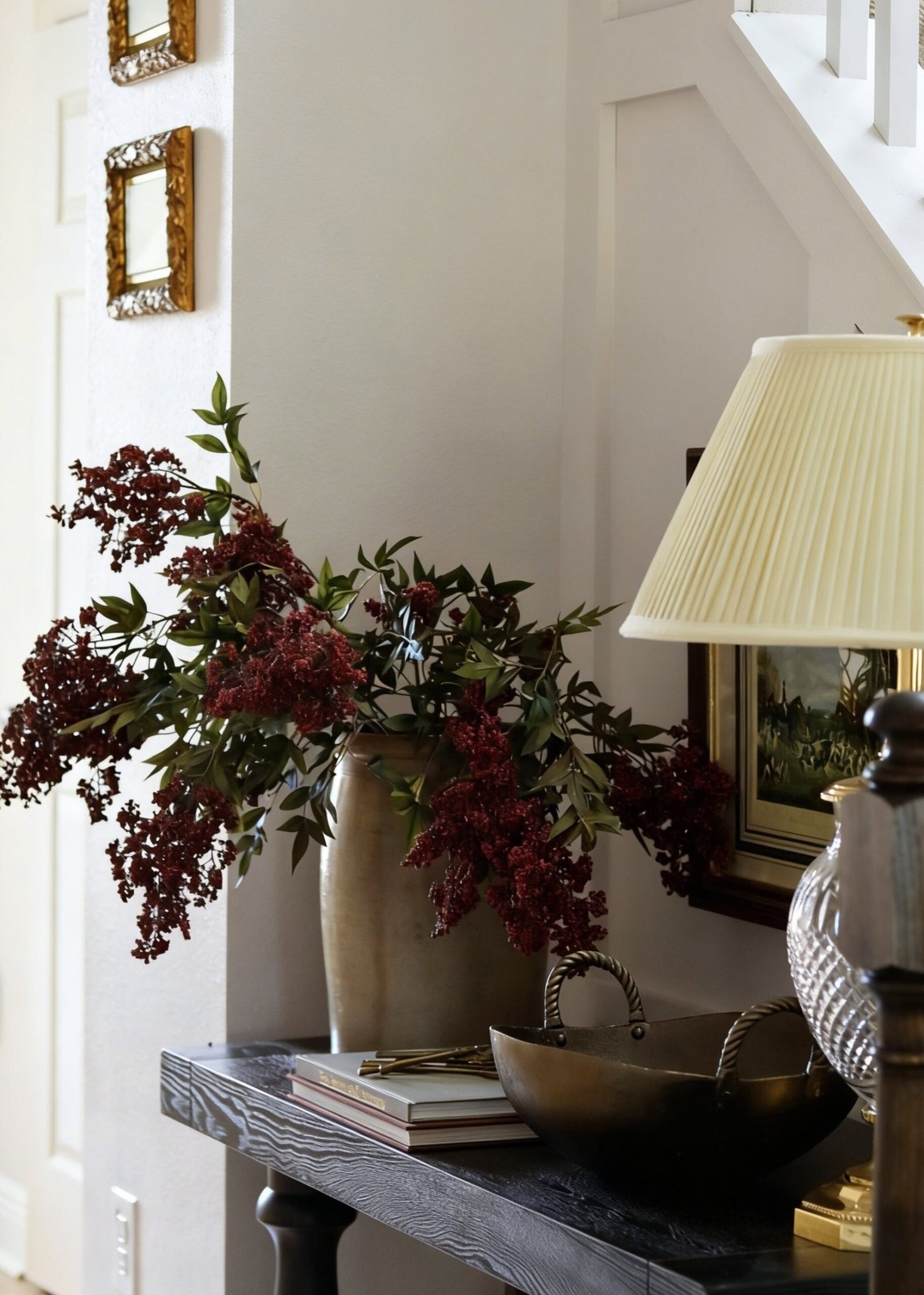 Burgundy Fake Hanging Nandina Berry Branch - 45" - Image 2