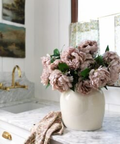 Alternative view of Artificial Peony Flower in Mauve Beige - 18.5"