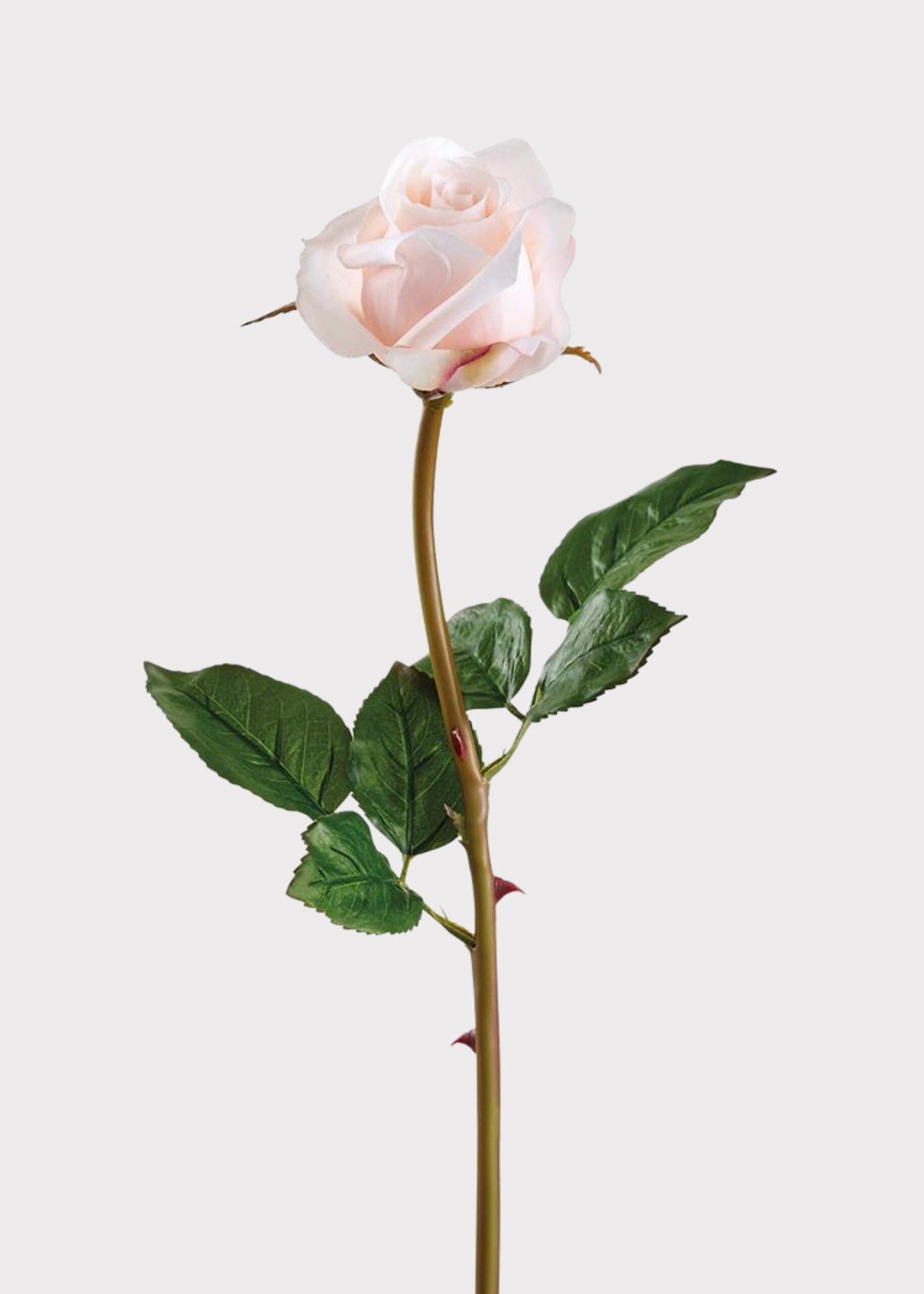 Blush Pink Real Touch Rose Bud Fake Flower - 23"