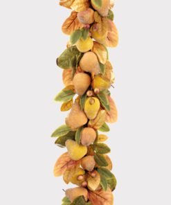 Alternative view of Yellow Beaded Fake Pear Fruit and Foliage Holiday Garland - 72"