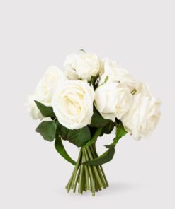 Premium Faux-Ever Rose Bouquet in Cream - 12"