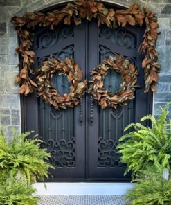 Alternative view of Deluxe Natural Touch Faux Magnolia Leaf Garland in Aged Brown- 79.5"