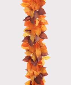 Orange and Brown Fake Salal Leaf Fall Garland - 60"