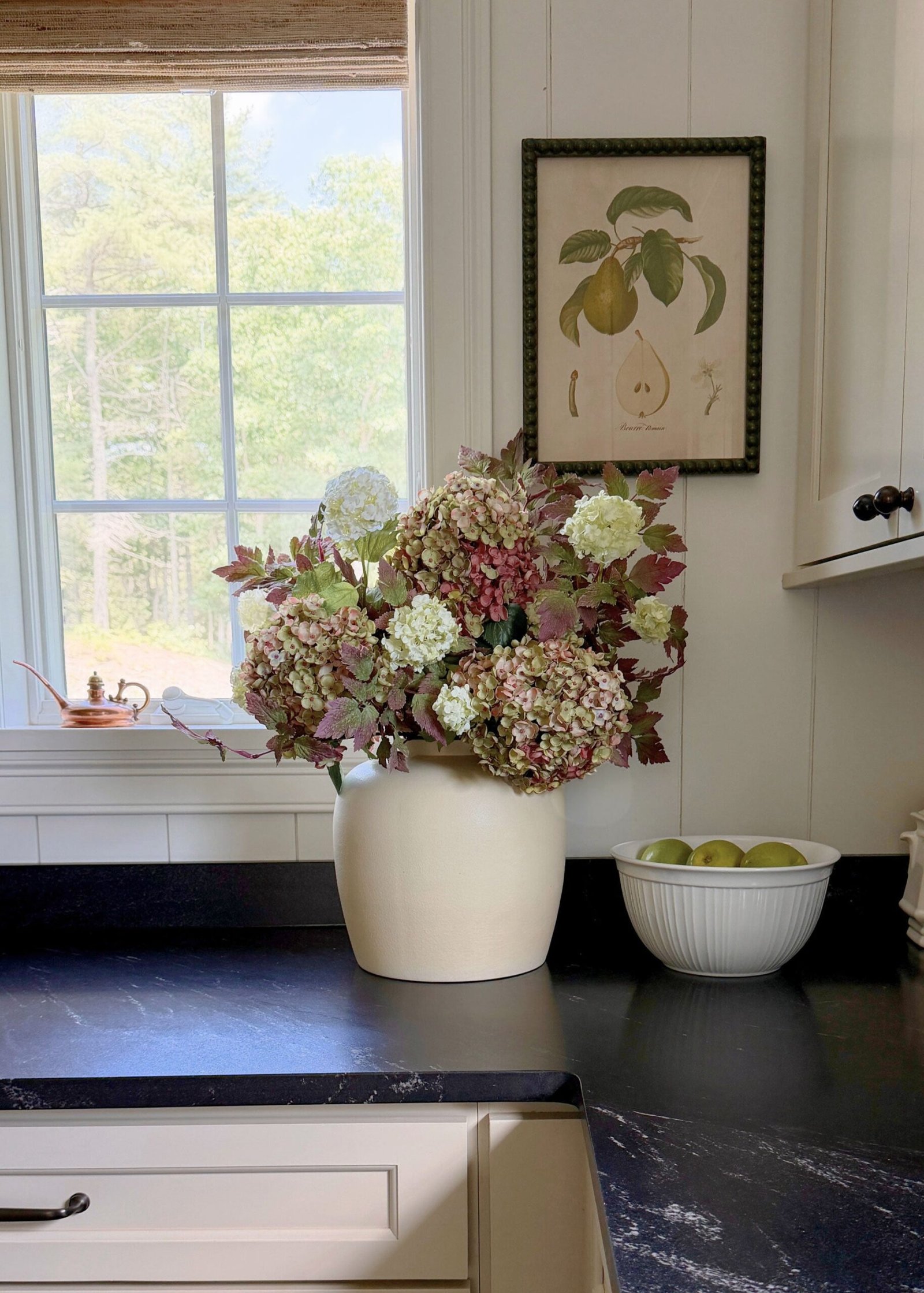 Mauve Green Artificial Hydrangea Flower - 34" - Image 2