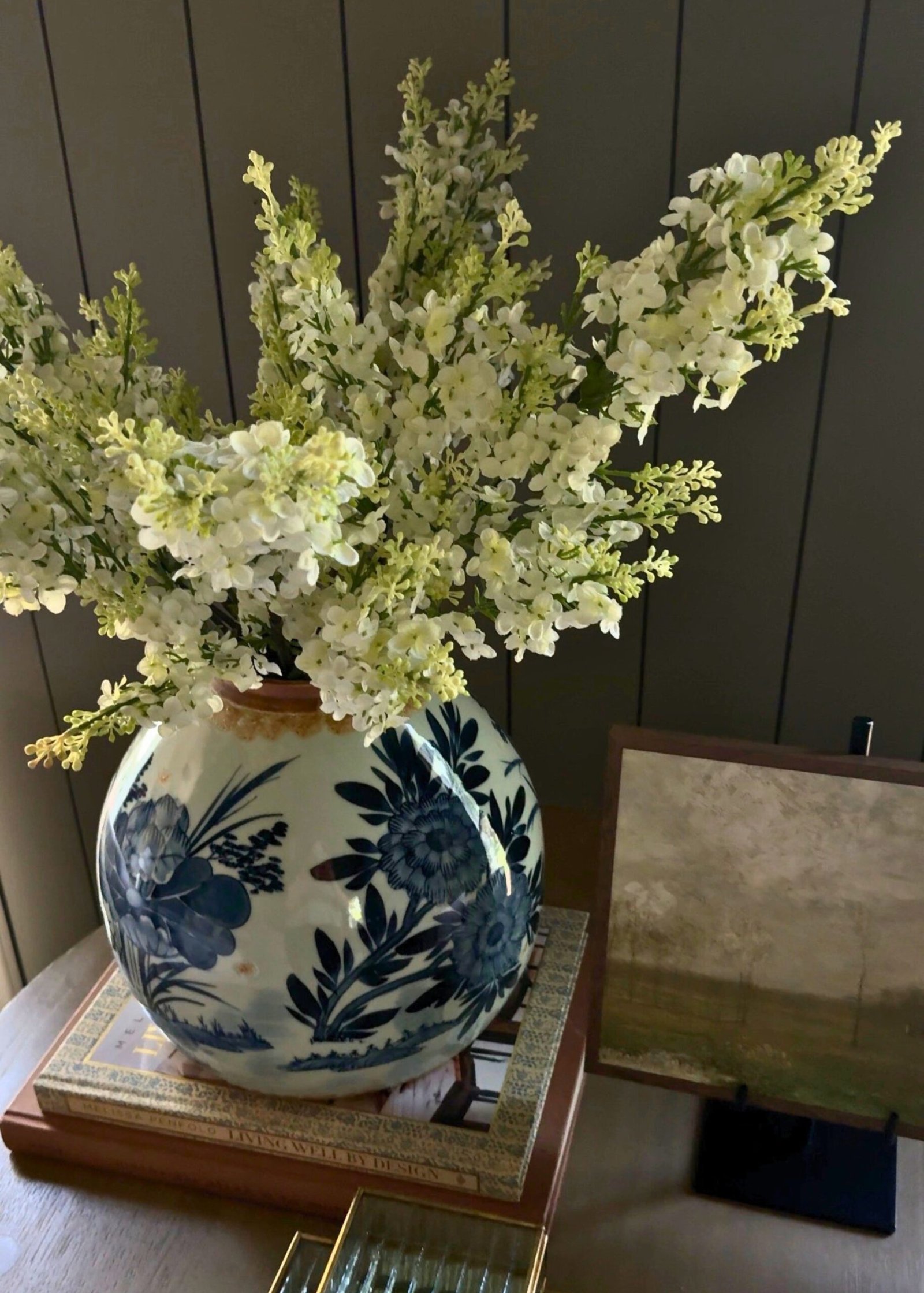 Cream Artificial Blooming Lilac Branch - 30" - Image 2