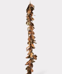 Deluxe Natural Touch Faux Magnolia Leaf Garland in Aged Brown- 79.5"