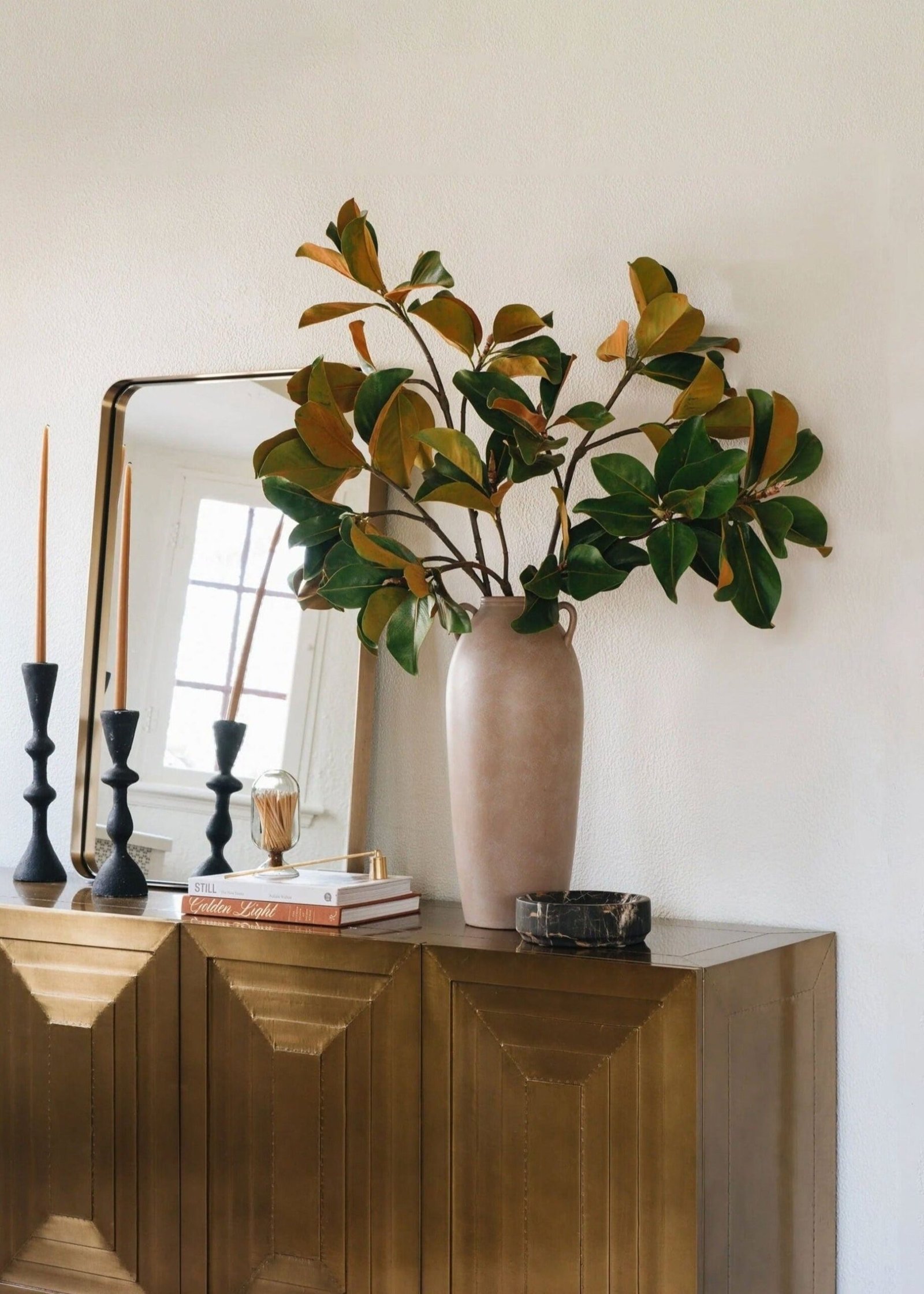 Faux Magnolia Leaf Branch - 41" - Image 3