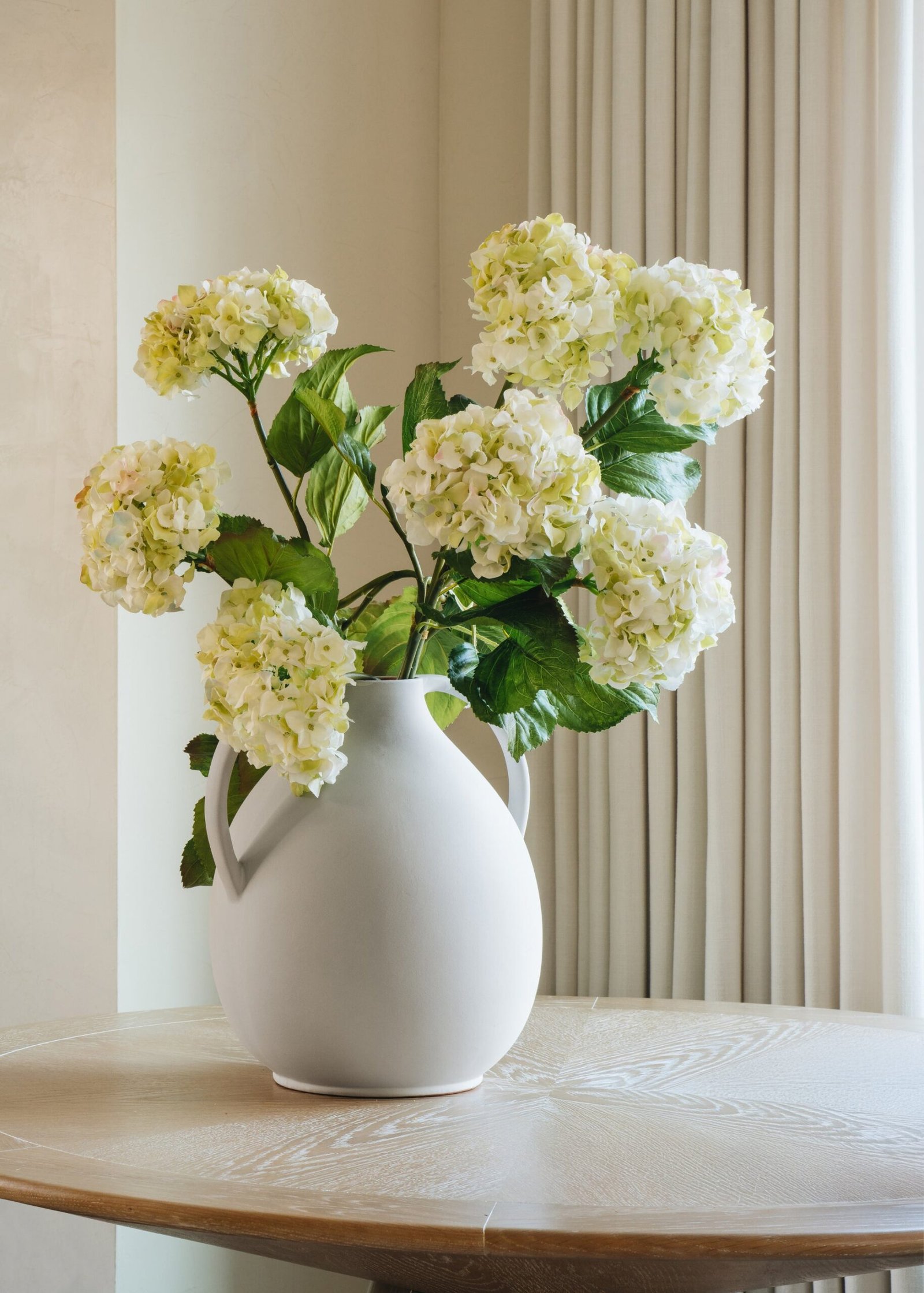 Cream Green Artificial Hydrangea Branch - 36"