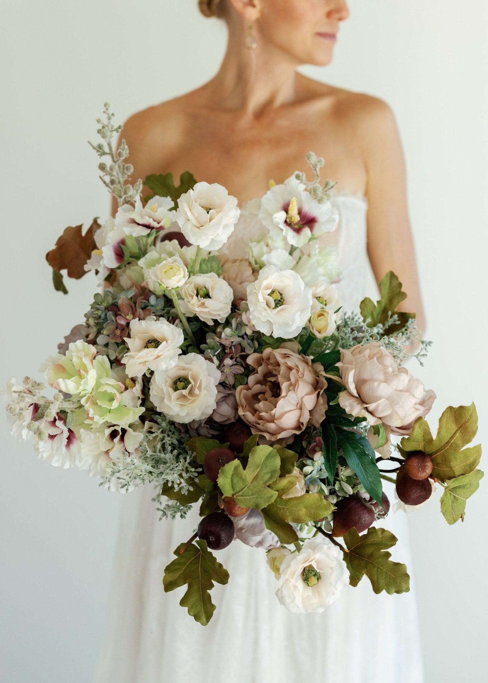 Artificial Peony Flower in Mauve Beige - 18.5" - Image 3
