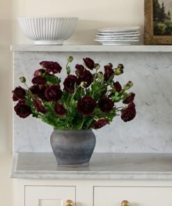 Artificial Ranunculus Flower Bush in Aubergine - 19"