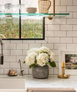 Alternative view of Fake Flowers Real Touch Hydrangea Stem in Talc White  - 18"